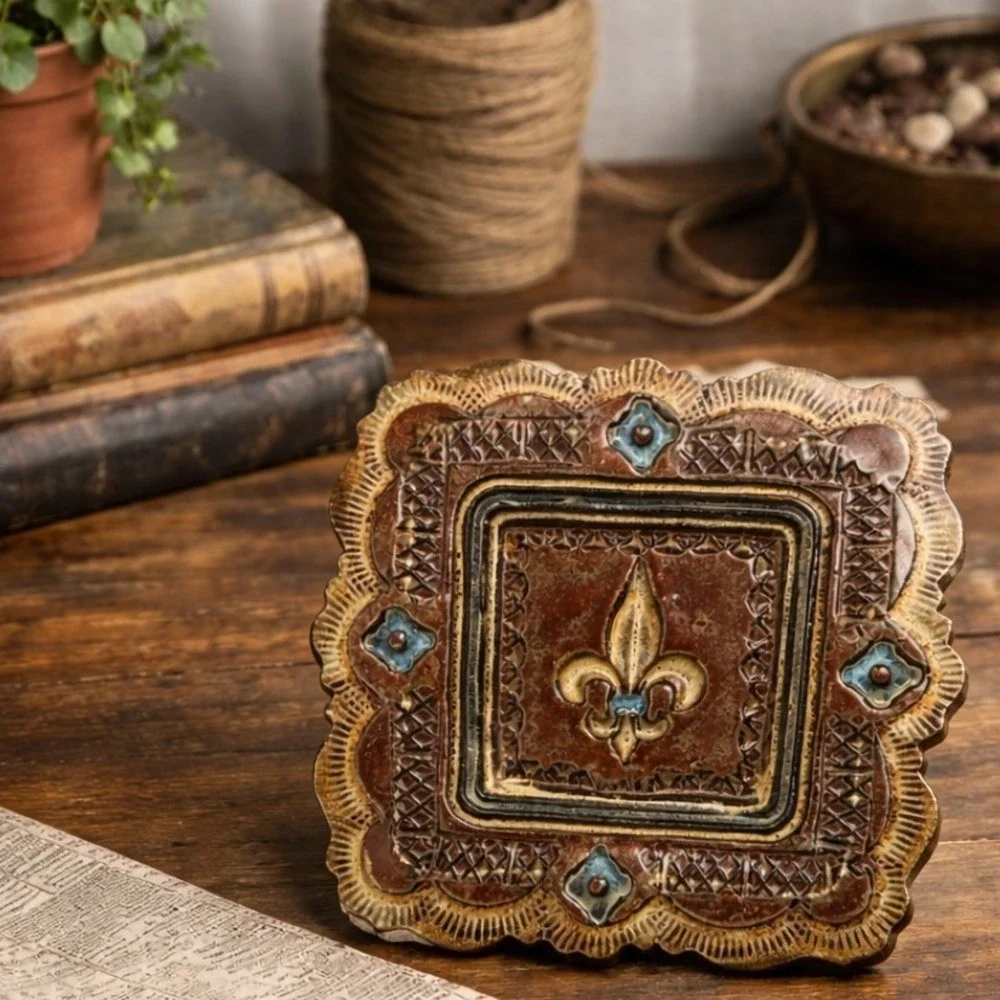 AWA‎ Studio Argyle Texas Fleur-de-Lis Wall Plaque Western 10x10